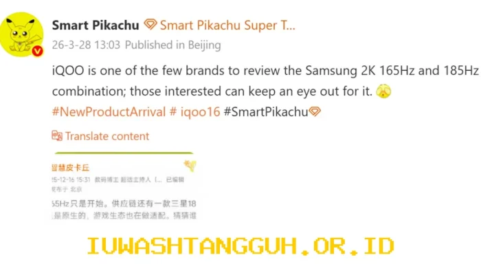 iQOO 16 Hadir dengan Layar Samsung 185Hz, Ponsel Pertama yang Mengusung Teknologi Tersebut