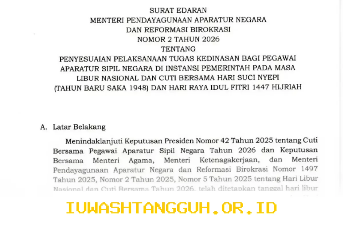 Jadwal Resmi WFA untuk Aparatur Sipil Negara dan Karyawan Swasta Sebelum serta Sesudah Libur Lebaran 2026