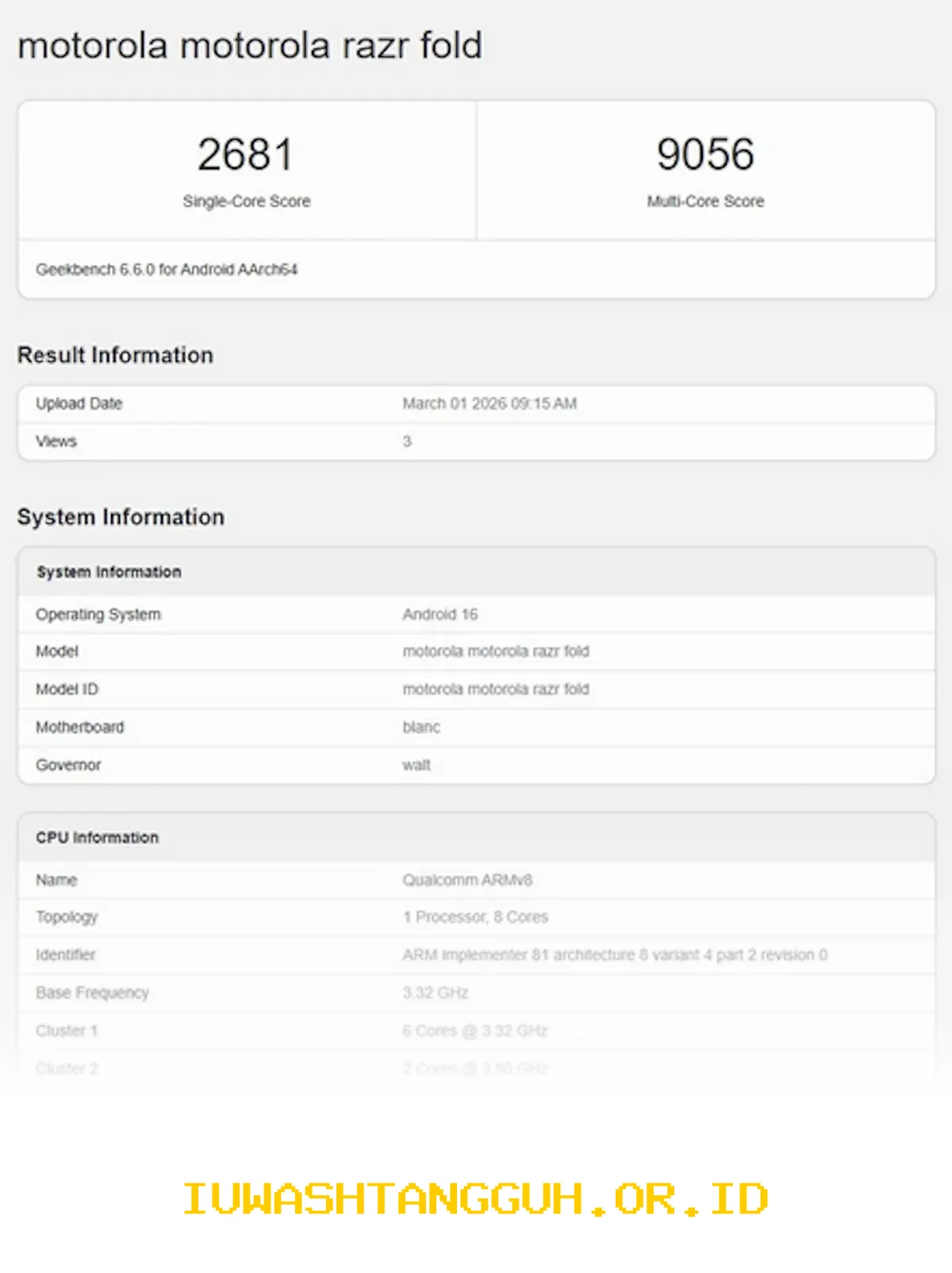 Motorola Razr Fold Terdaftar di Geekbench dengan Snapdragon 8 Gen 5 dan RAM 12GB