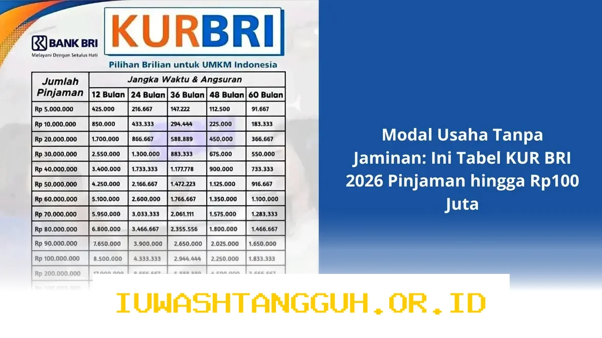 Simulasi Pinjaman KUR BRI Maret 2026 Tanpa Jaminan untuk Modal Usaha UMKM hingga Rp100 Juta