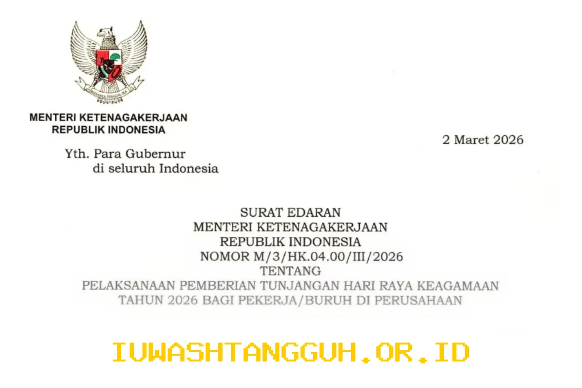 Surat Edaran THR 2026 Tegaskan Hak Buruh, Perusahaan Wajib Bayar Penuh Sebelum Lebaran Tujuh Hari