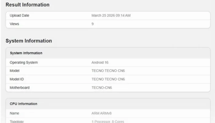 Tecno Camon Slim Terdaftar di Geekbench dengan Chipset Dimensity Generasi Terbaru yang Tangguh