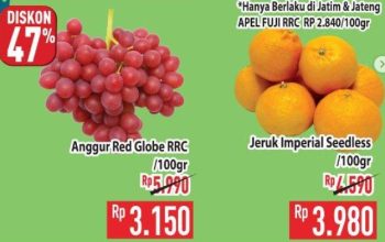 Dapatkan Diskon 46 Persen Buah Anggur Segar di Promo Hypermart Spesial 12-13 Mei 2026