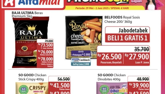 Diskon Spesial 2 Gratis 1 Sosis Keju di Katalog Promo Alfamidi Hemat 11-17 Mei 2026